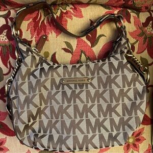 EUC Michael Kors Brown and Tan MK Shoulder Bag